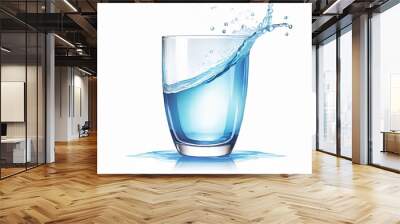 A glass of clear, fresh water sitting in nature Wall mural