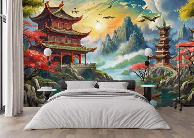 Chinese style fantasy scenes. Wall mural