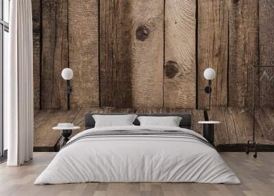 Rustic wooden backdrop featuring planks arranged in a textured pattern for artistic display or decor Wall mural