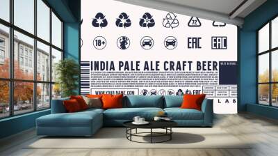 Packing icons set for alcohol label Wall mural