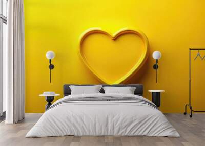 Bright yellow background with a love label, perfect for Valentine's Day or romantic concepts, love, label, yellow Wall mural