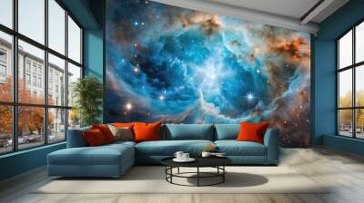 Ethereal nebula with shades of blue , cosmos, cerulean, ethereal, nebula, space, galaxy, blue, celestial, sky Wall mural