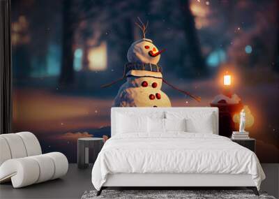 snowman in the snow Wall mural