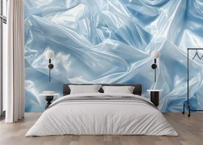 Abstract Light Blue Satin Fabric Texture, with Soft, Smooth, Shiny, and Draped Effect,  Background for Design and Decoration Wall mural