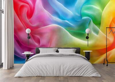 Abstract Rainbow Gradient Fabric Background with Soft and Smooth Texture Wall mural