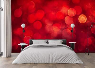 Abstract Red Bokeh Background with Soft, Circular Lights, Creating a Dreamy and Romantic Atmosphere Wall mural