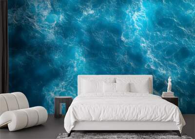 Aerial View of the Deep Blue Ocean with Whitecaps and Ripples Wall mural