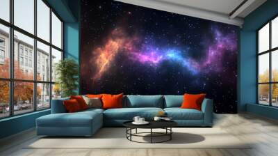 Cosmic Nebula with Twinkling Stars in Deep Space, a 3D Rendered Illustration of a Galaxy's Dusty Swirls. Wall mural