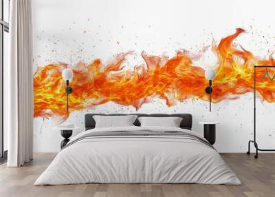 Fiery Abstract Background with Orange Flames and White Smoke Wall mural