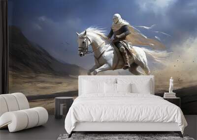 knight on horse going in battle Wall mural