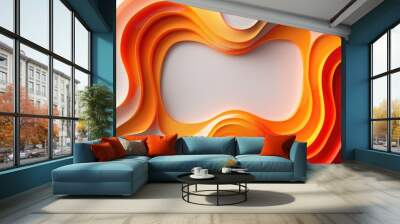 A vibrant business card template with an abstract swirl of orange and red colors, creating a dynamic space for text on a white background. Wall mural