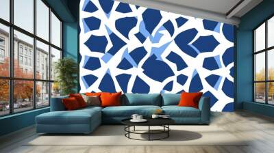 Abstract geometric pattern featuring Arabian style Seamless background with white and blue graphic ornament Simple lattice design Wall mural