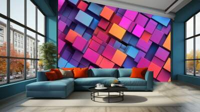 Colorful modern 3D topology background featuring abstract mosaic squares Ideal for technology and security design concepts presentations templates cards book covers and posters Wall mural