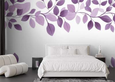 Gender neutral seamless border featuring purple foliage leaves Simple whimsical two tone design suitable for children s nursery wallpaper or Scandinavian style all over print Wall mural