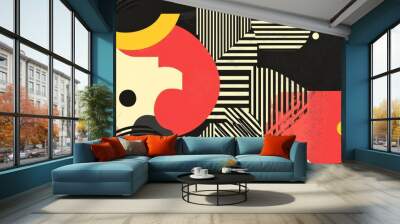 Modern abstract background featuring hipster inspired futuristic graphics with striped patterns designed for vibrant posters and seamless texture applications Wall mural