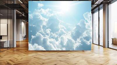 Scenic sky view with moving white clouds on a sunny day Wall mural