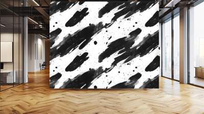 Seamless black and white abstract watercolor pattern modern avant garde design reminiscent of street graffiti underground grunge art Wall mural