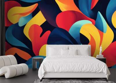 Seamless pattern featuring vibrant abstract elements Colorful texture suitable for various design applications Graphic abstract backdrop Modern artistic style Wall mural