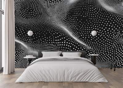 Seamless wavy array of dot patterns suitable for print or digital applications High quality illustration featuring an optical illusion halftone effect with a repeating texture for backgrounds Conc Wall mural