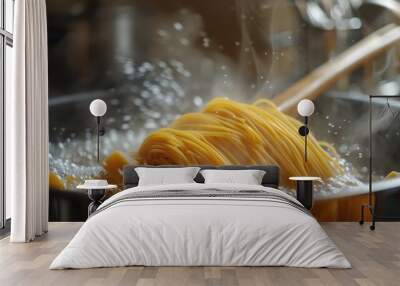 Spaghetti cooked in hot water Wall mural