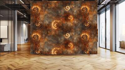 Vintage brown watercolor texture featuring a seamless pattern of curving spirals and grunge elements ideal for background design Wall mural