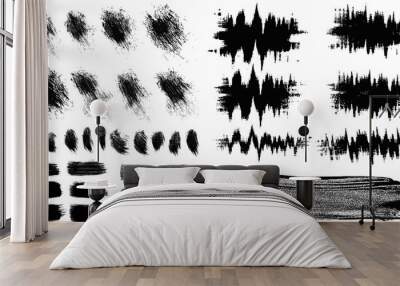 big set of 37 vector brush stroke stains. Collection of hand drawn brushes, high quality trace. Vector EPS10 Wall mural