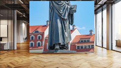 Monument of Martin Luther at  Neumarkt square in downtown of Dresden, a theologist, composer, priest, who has started Reformation in Catholic Church, Germany, details, closeup.. Wall mural