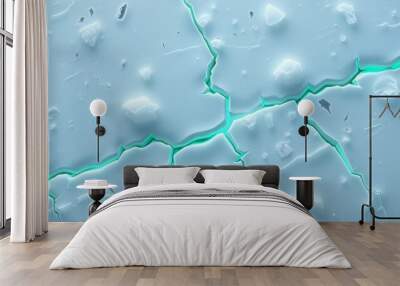 Cold Jagged Ice Layer with Eerie Blue Glow, Abstract Design Wall mural