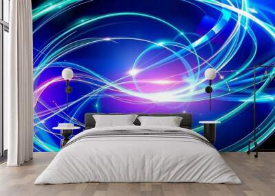 Futuristic vibrant light streams, glowing fluid abstract background, energetic design for devices Wall mural