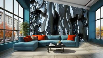 Glossy molten metal design frozen in motion for desktop wallpaper Wall mural