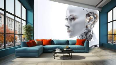 Humanoid robot, pure white surface, cyberpunk, full body Wall mural