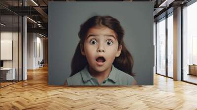 Amazed and surprised beautiful redhead little girl created with generative AI technology Wall mural