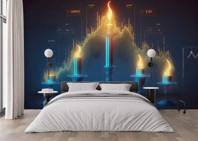 Candle chart in stock market created with generative AI technology Wall mural