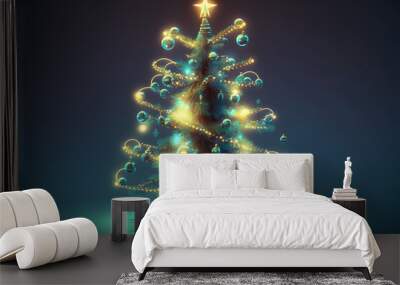 electronic christmas tree created with generative AI technology Wall mural