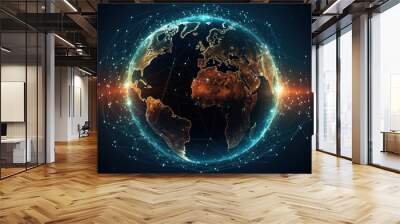 Global network, futuristic technology background, satellite internet network connection, business intelligence concept created with generative AI technology Wall mural