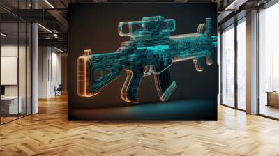 Hologram assault rifle, created with generative AI technology Wall mural