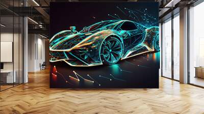 Hologram auto, created with generative AI technology Wall mural