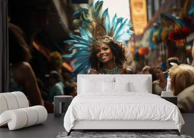 Notting Hill carnival performer created with generative AI technology Wall mural