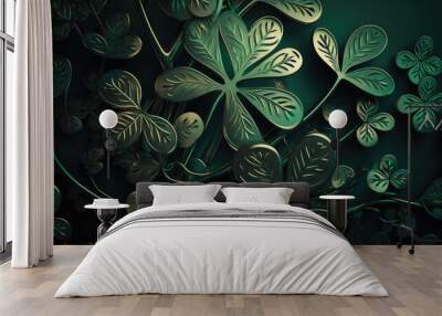 St. Patricks Day abstract green background created with generative AI technology Wall mural