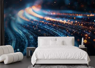 Colorful abstract 3d background with microparticles and waves Wall mural