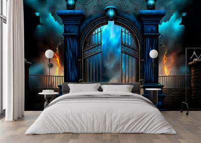 Scary Gothic gates in the style of fantasy. High quality illustration Wall mural