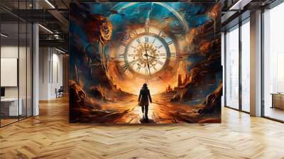 Time travel. Jump into the time portal in hours. High quality illustration Wall mural