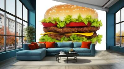 big hamburger isolated on white Wall mural