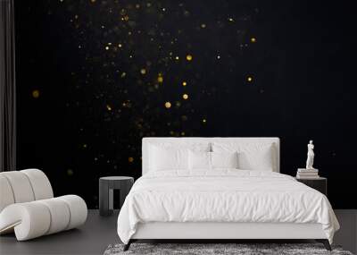 Golden glitter bokeh sparkles lights dark abstract overlay background Wall mural