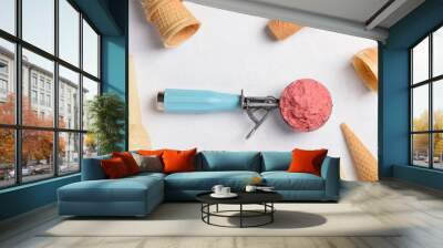 Ice cream spoon with homemade icecream  Wall mural