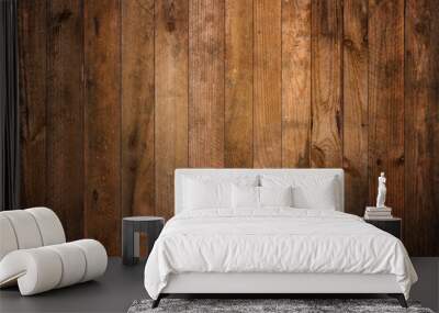 Old dark barn wood background texture. Vintage weathered rough planks backdrop. Wall mural