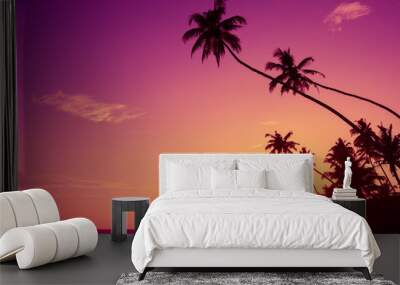 Sunset on tropical beach Wall mural