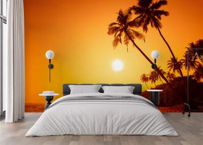 Sunset on tropical beach Wall mural