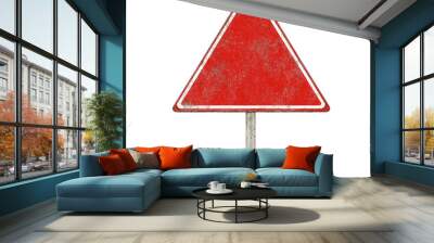 A weathered red triangle sign Wall mural