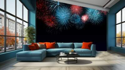 4th of July - Independence Day of USA. Beautiful bright fireworks lighting up night sky Wall mural